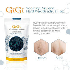 GIGI soothing wax beads application image demonstrating flexible, strip-free technique.