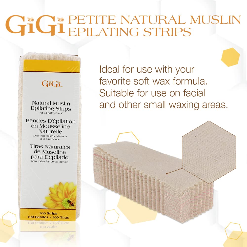 GIGI natural muslin strips close-up showing durable material for consistent removal