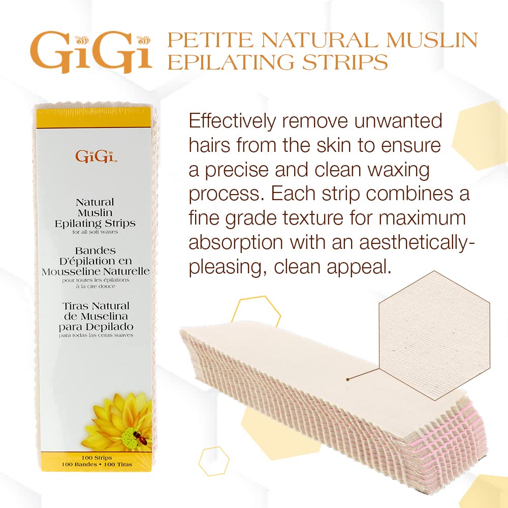 GIGI Natural Muslin Epilating Strips Large 3x9 in packaging for quick setup.