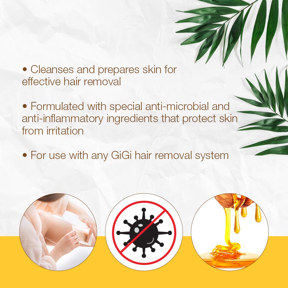 GIGI Pre Hon Pre-Epilation Cleanser on skin pre-wax prep