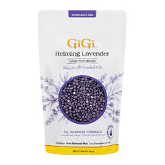 GIGI relaxing lavender wax beads pack for full-body waxing with soothing aroma.