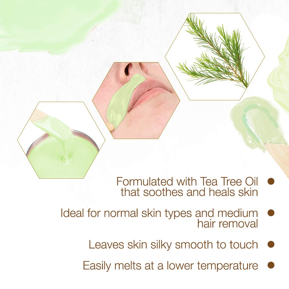 GiGi Tea Tree Crème Wax removal strip in action removing hair smoothly.