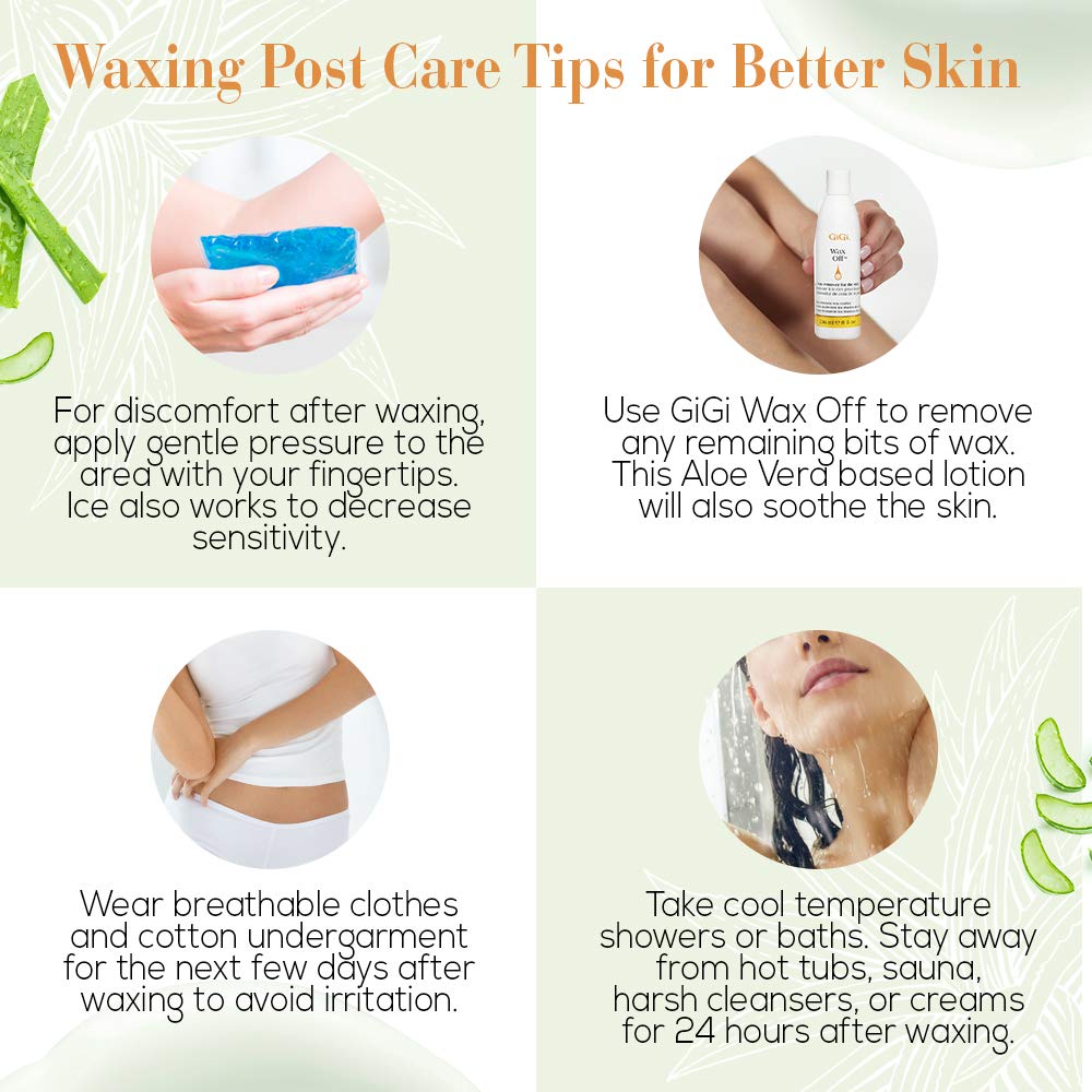 GIGI Wax Off gel being dispensed for easy, mess-free post-wax care.