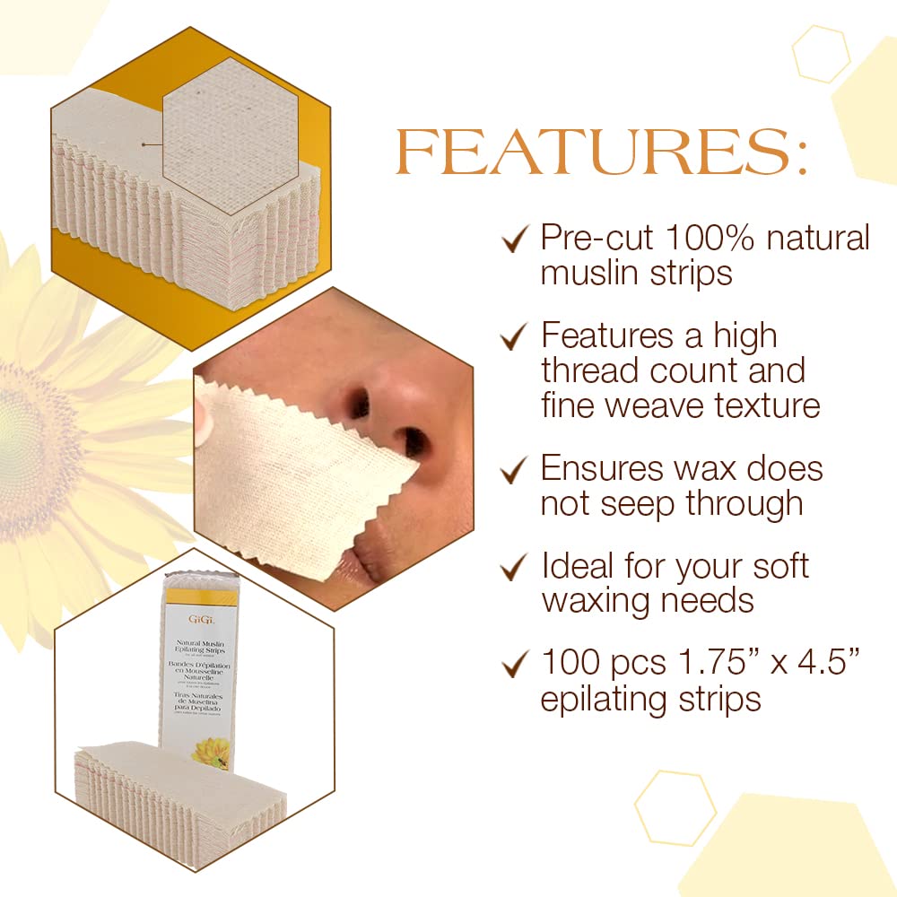 GIGI waxing strips in use with Honee wax for smooth results