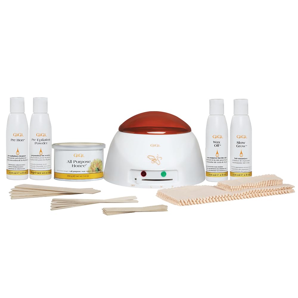 GIGI wax warmer starter kit with clear cover and light indicator for controlled heating.