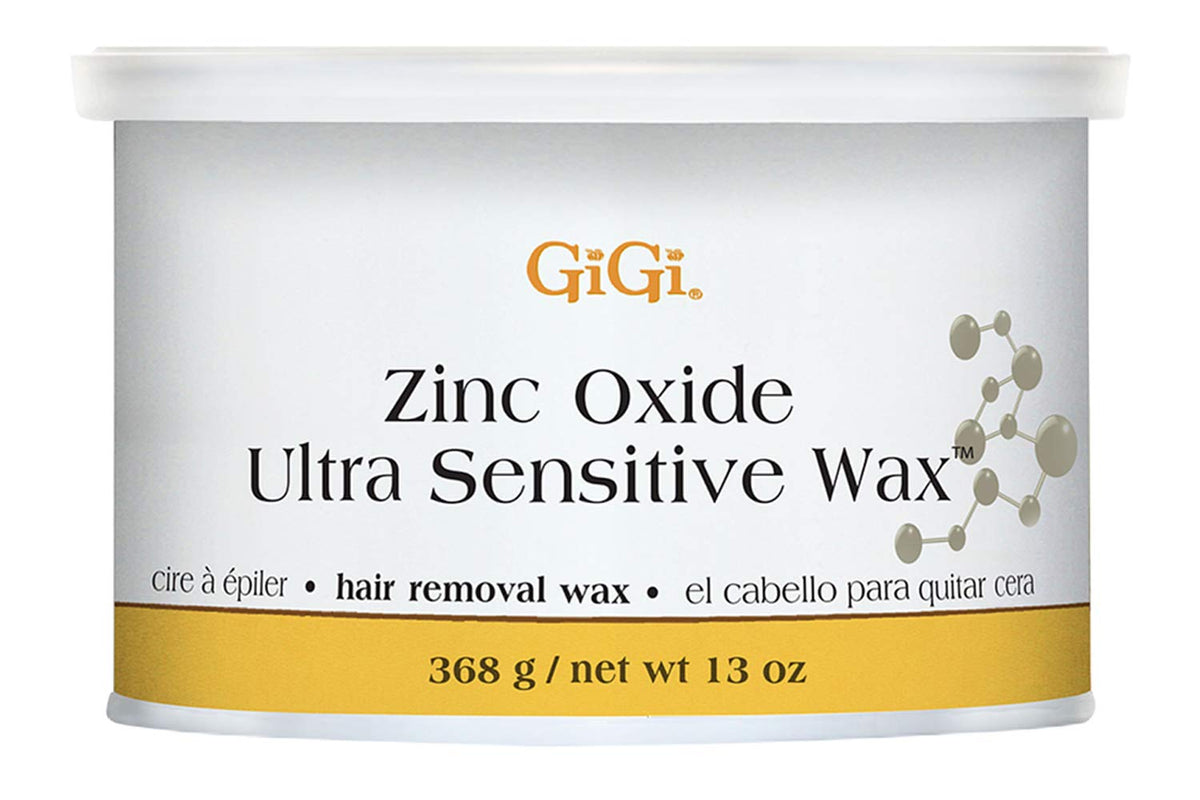 GIGI Zinc Oxide Ultra Sensitive Wax jar close-up showing creamy texture and barrier protection for sensitive skin.