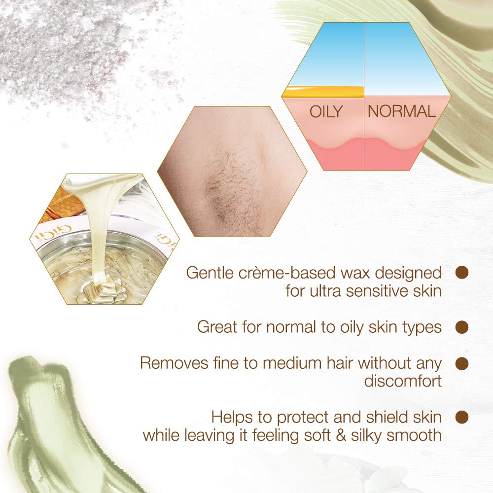 Bikini line waxing with GIGI Zinc Oxide wax for smooth, controlled removal.