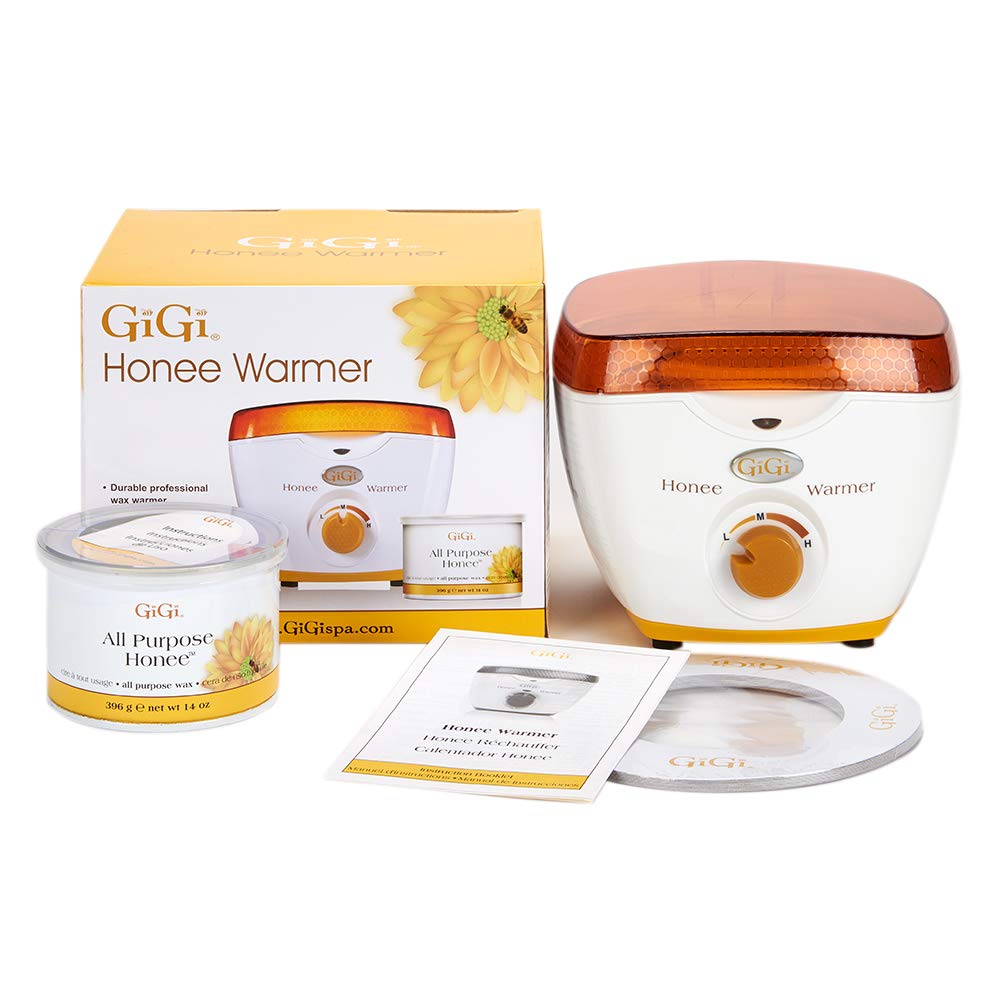 GIGI Honee wax warmer plus 10 clean collars helps protect against spills.