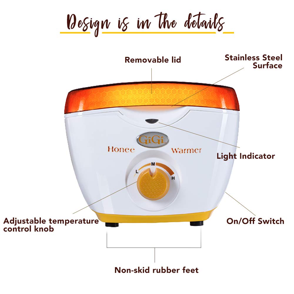 GIGI Honee Wax Warmer with removable lid ensures clean, sanitary sessions.