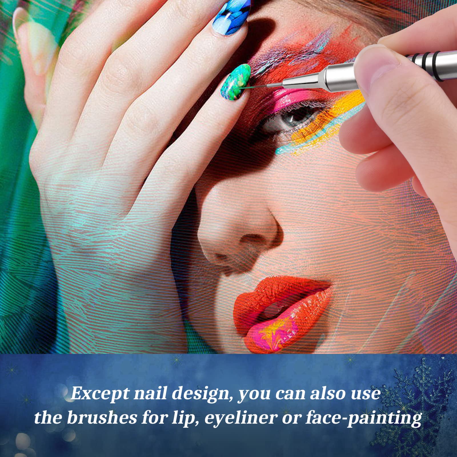 Giifnonnt nail art brush 20mm blue handle for quick color blocks and corners.