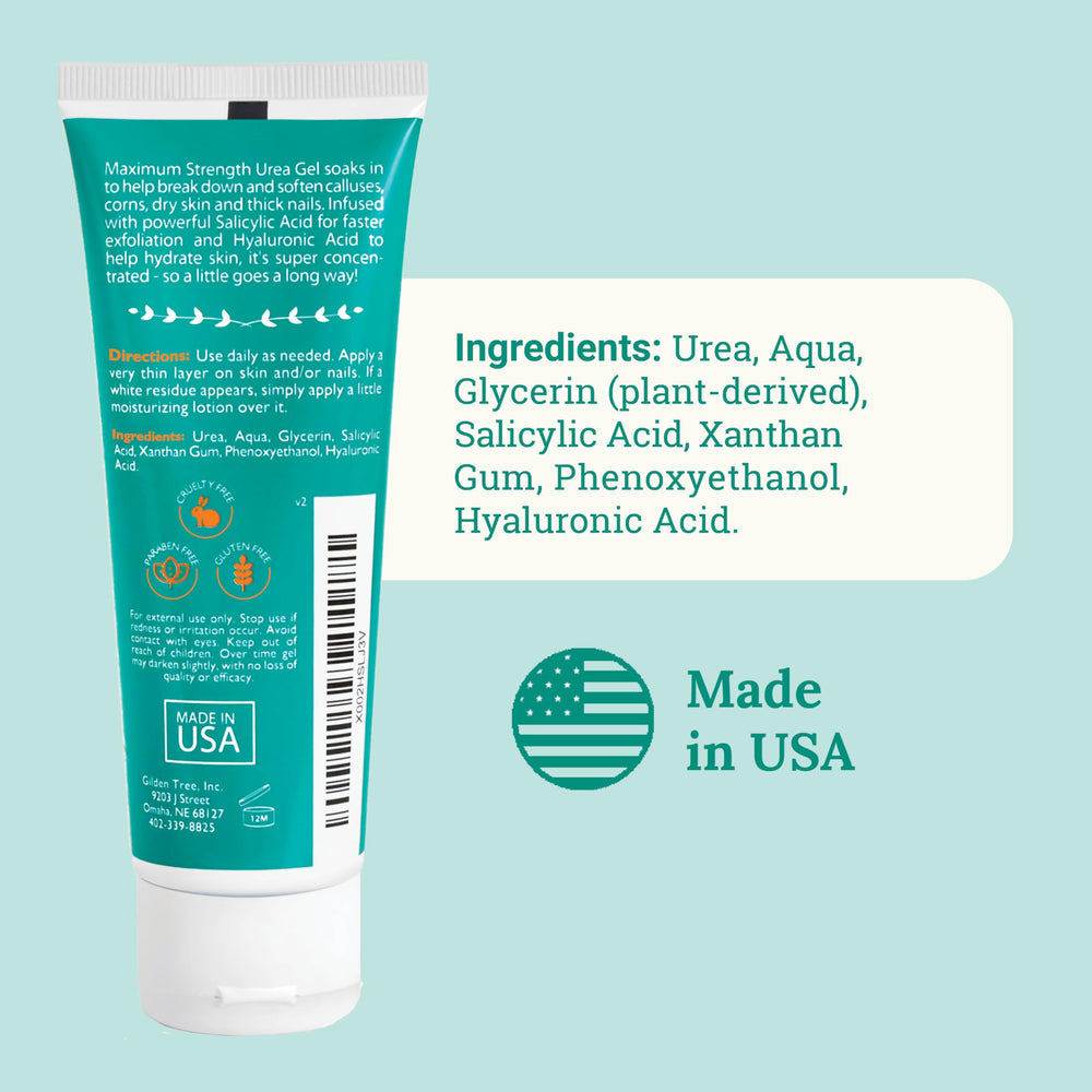 GILDEN TREE Urea Gel 42% libre de aceite, piel limpia y suave.