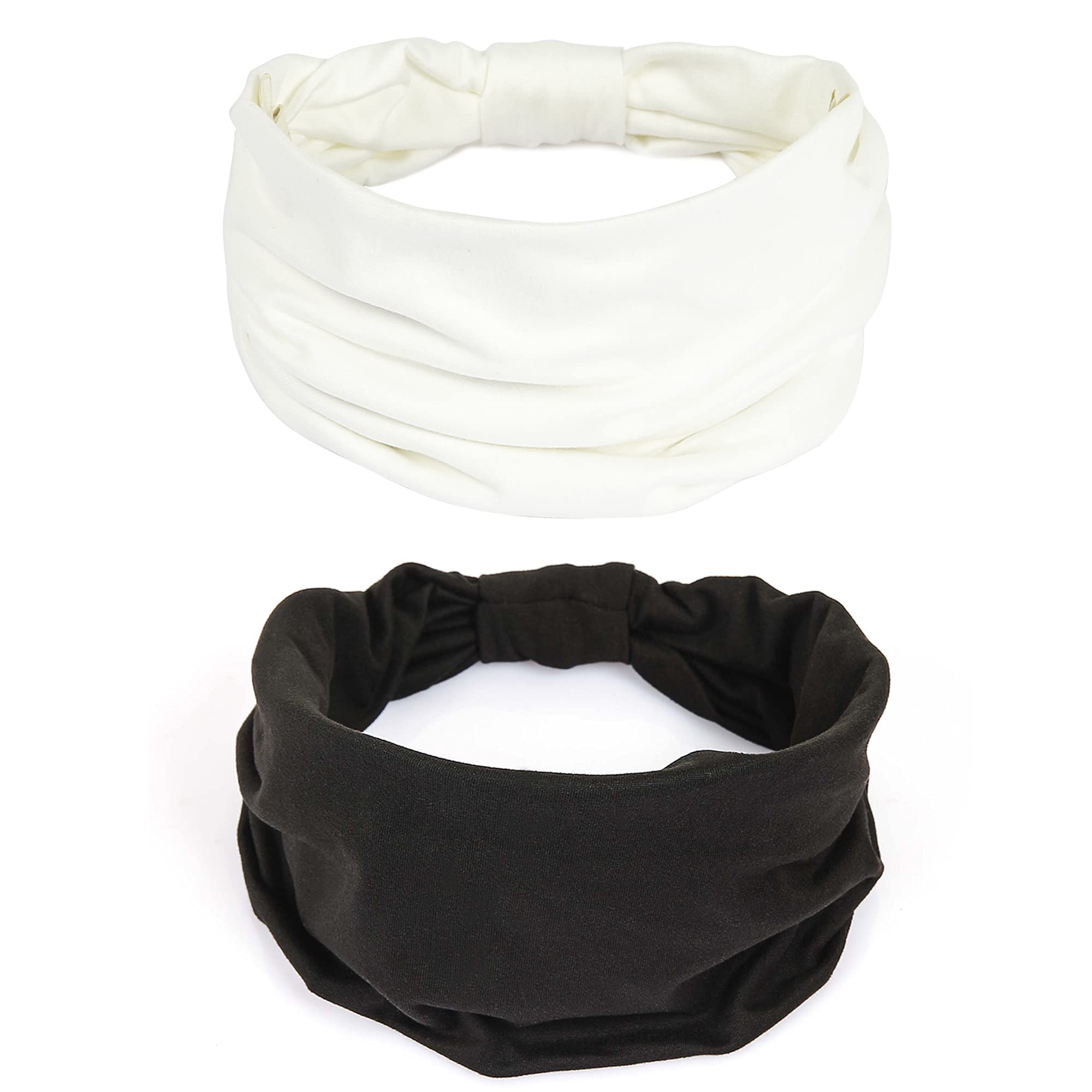 GiLi wide headband white close-up; soft absorbent fabric for sweat control