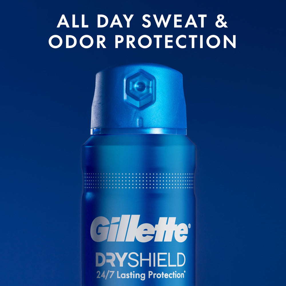 Anti-white mark technology in Gillette Dry Spray reduces residue