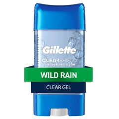 Gillette antitranspirante para hombres en gel claro con aroma Wild Rain.