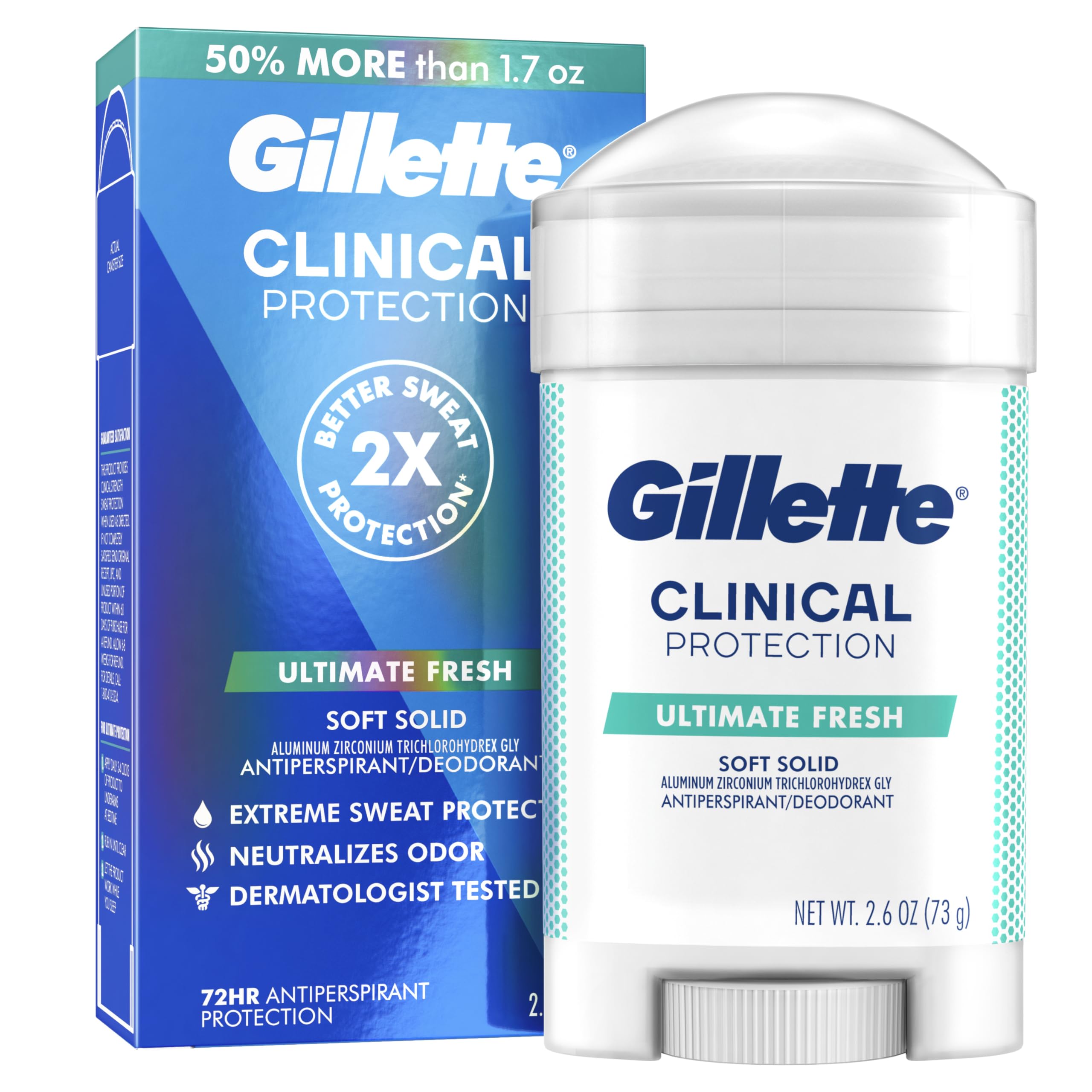 Gillette Clinical Protección, barra suave frente, sensación fresca durante todo el día.