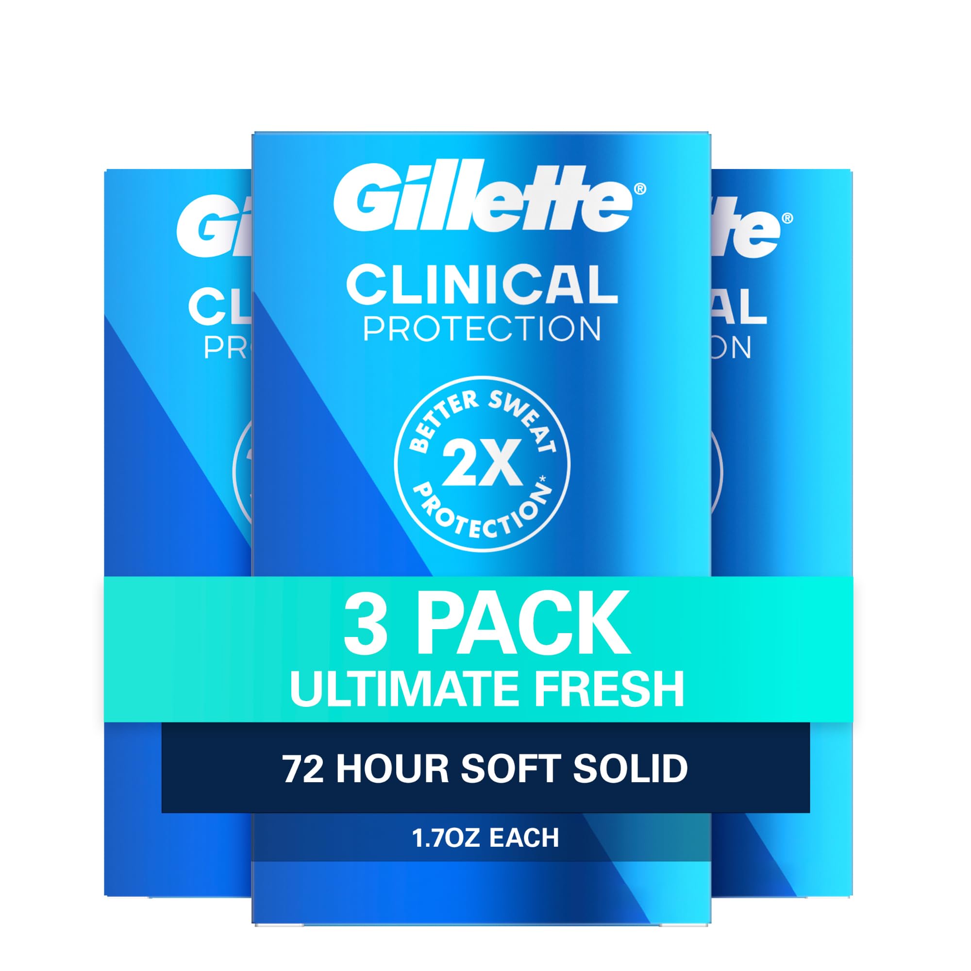 Gillette Clinical Soft Solid front view with Ultimate Fresh scent and long-lasting protection
