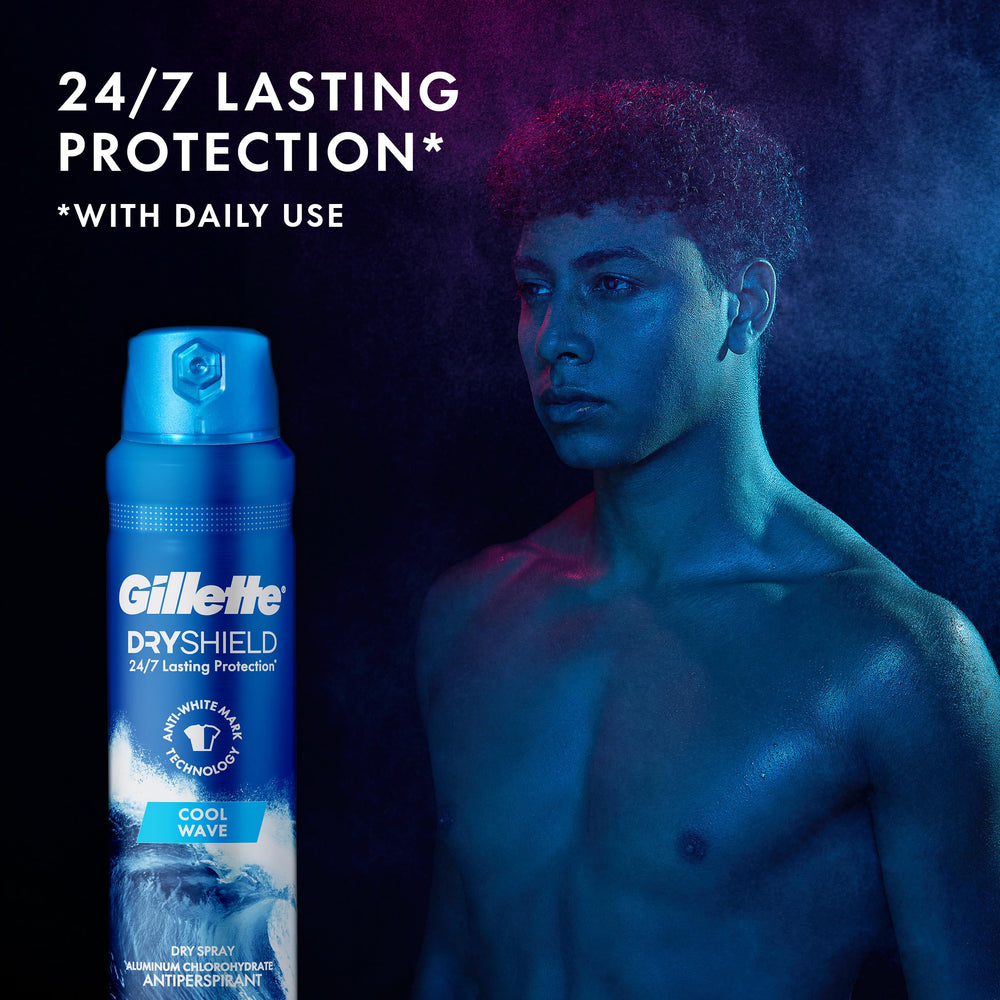 Spray action of Gillette Dry Spray delivering quick-dry underarms