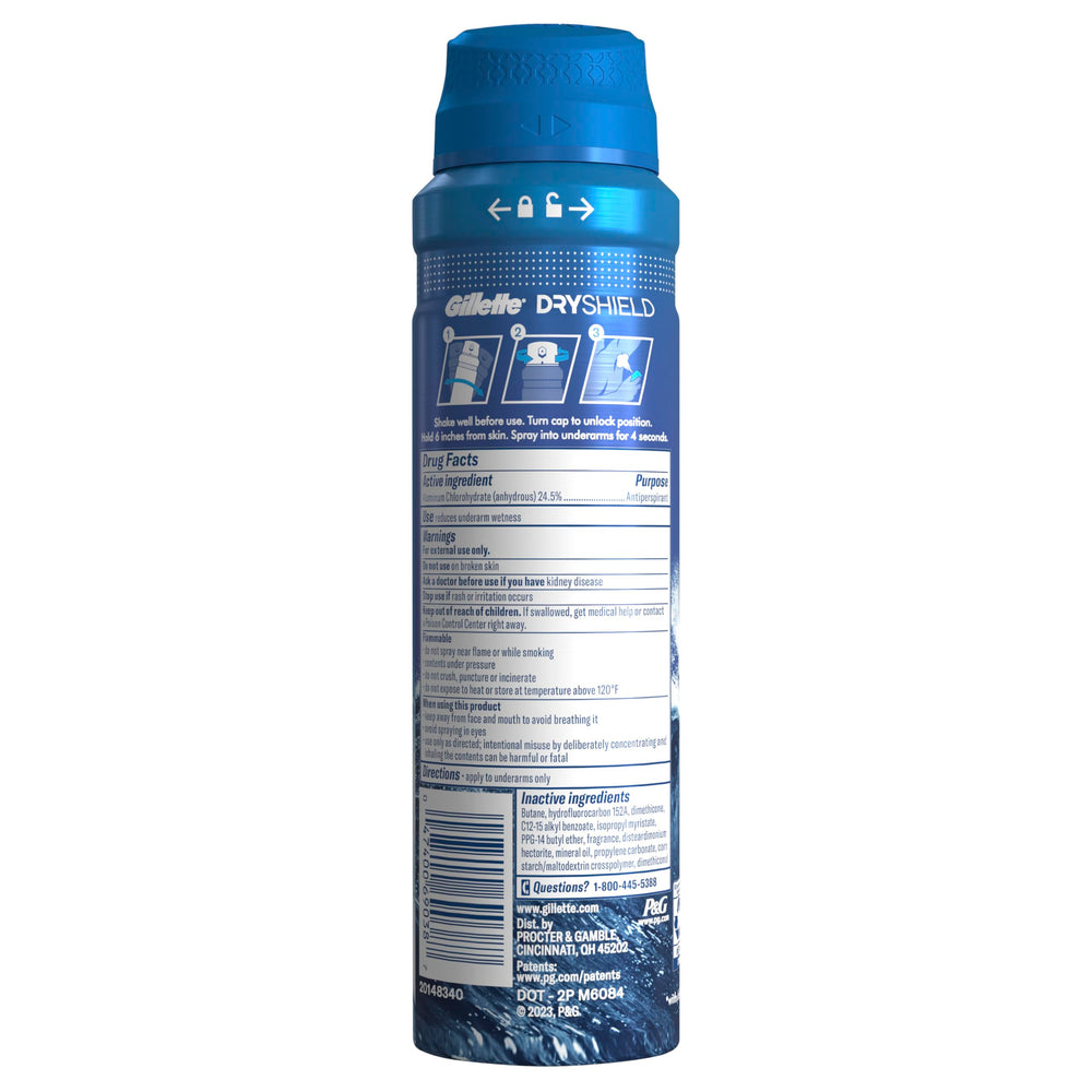 Packaging box of Gillette Dry Spray with Cool Wave scent