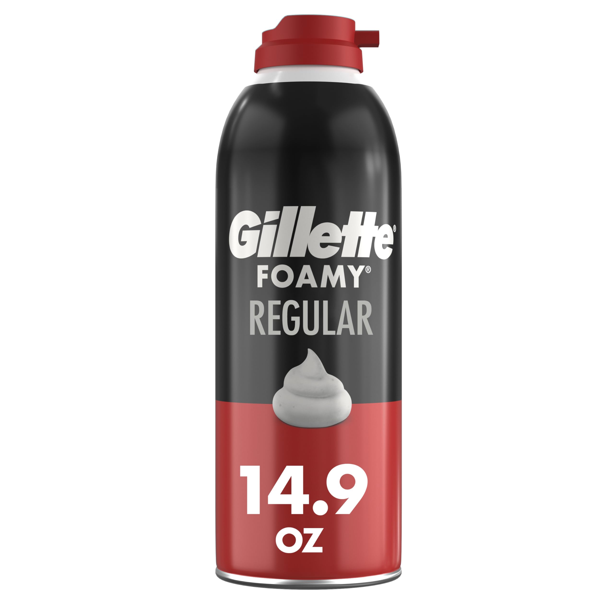 Gillette Foamy Classic can with rich lather ready for protection during a shave
