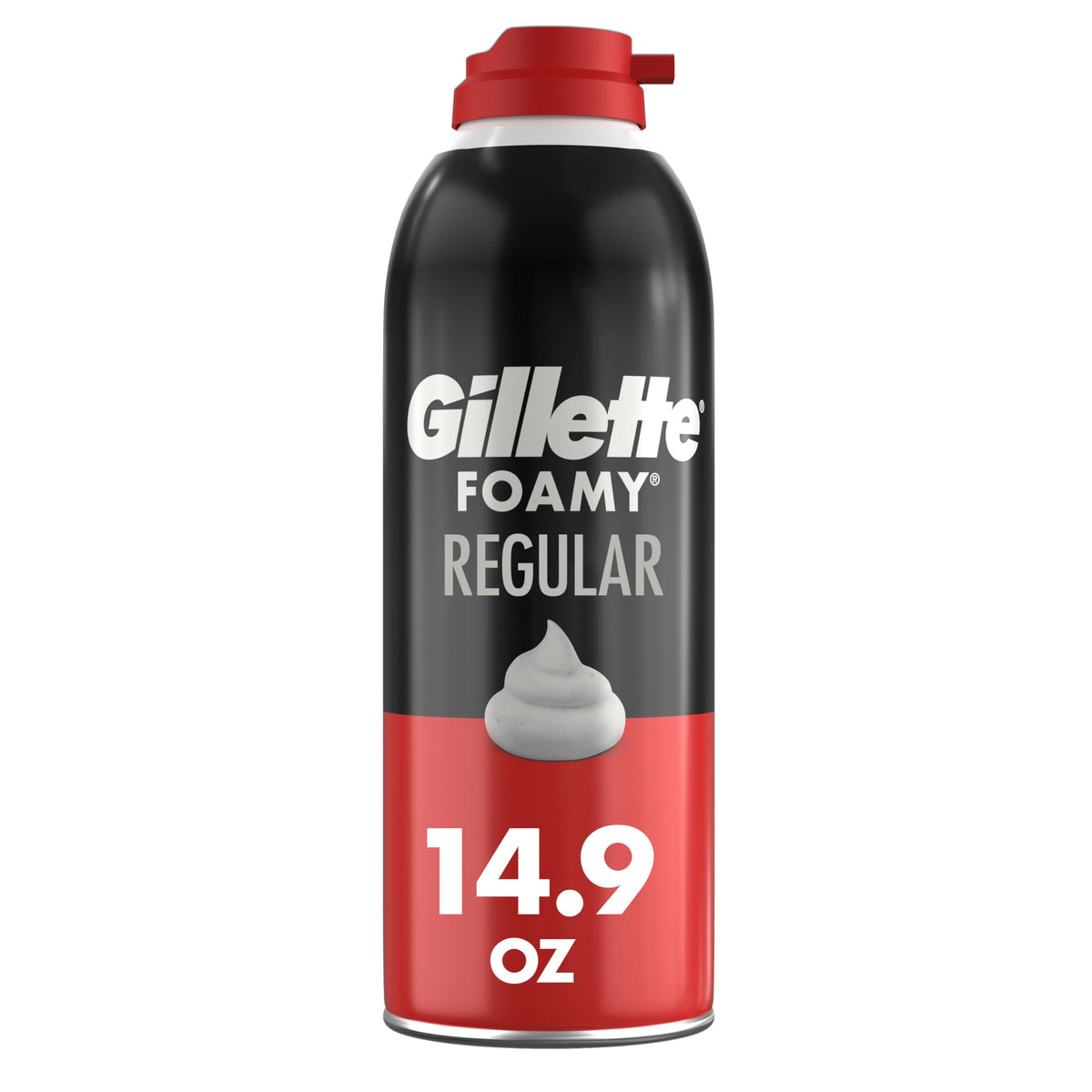 Gillette Foamy Classic can with rich lather ready for protection during a shave
