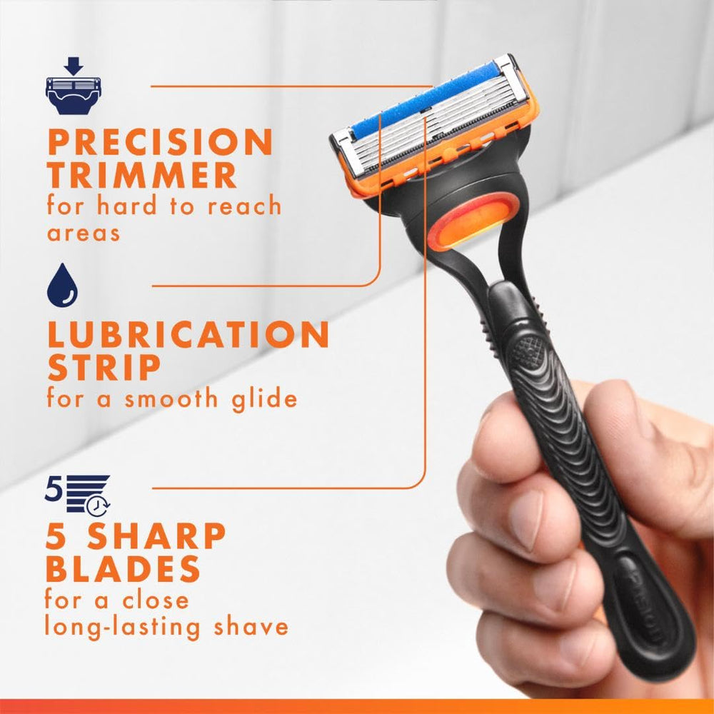 Fusion5 blades maintain even spacing for comfortable contouring.