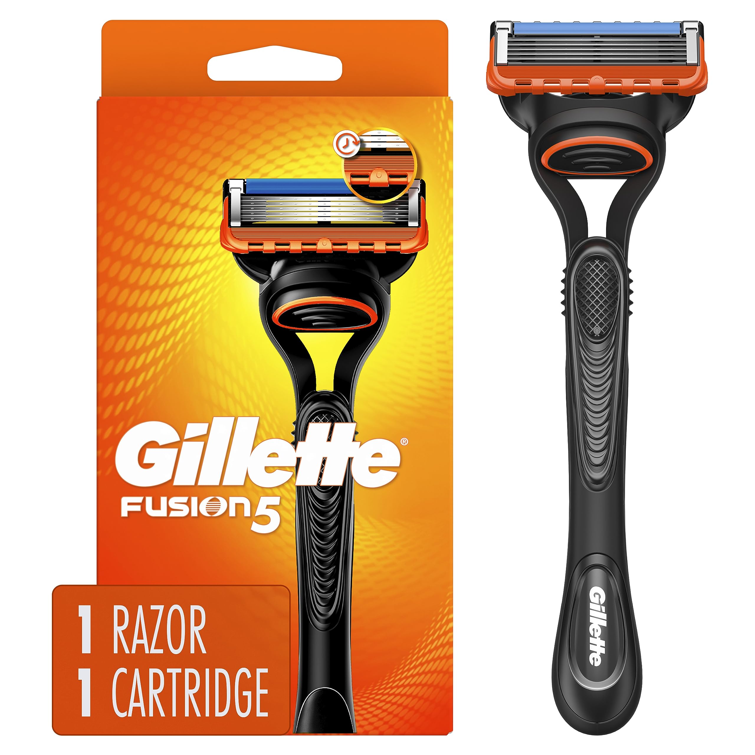 Gillette Fusion5 handle with an ergonomic grip for comfortable control during shaving