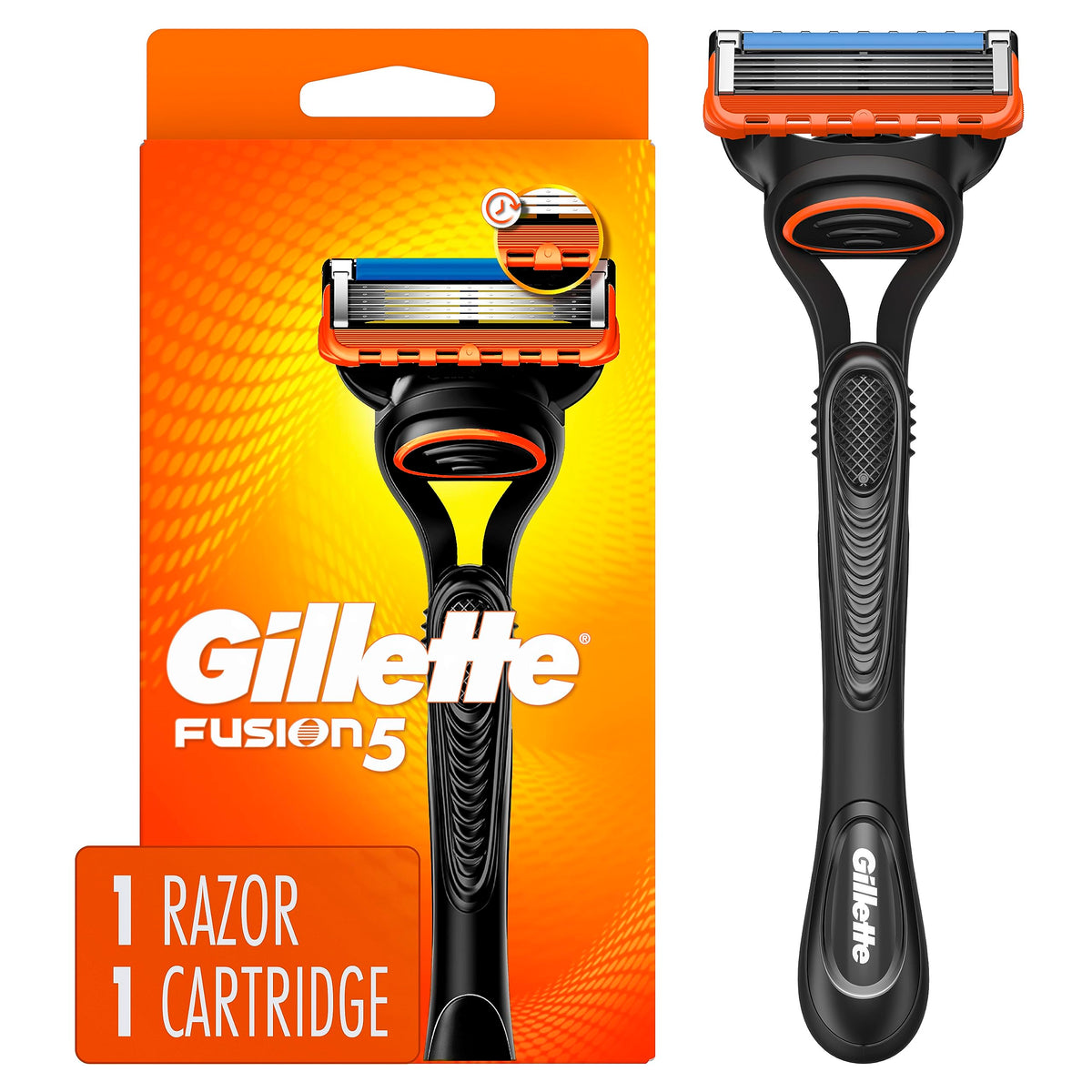 Gillette Fusion5 handle with an ergonomic grip for comfortable control during shaving