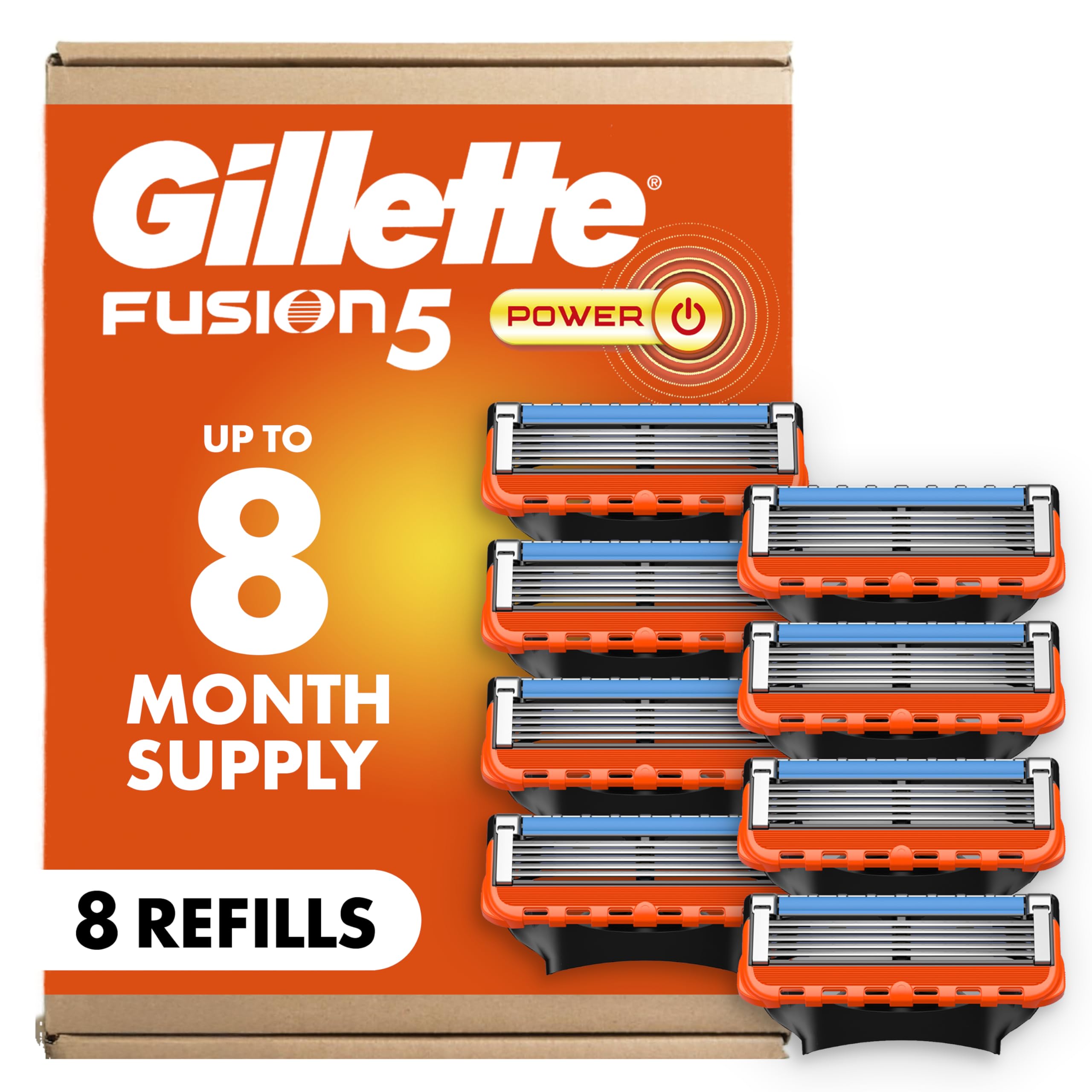 Gillette Fusion5 Power blades 8-count pack for a smooth, close shave