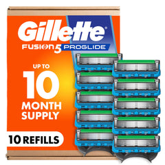 Gillette Fusion5 ProGlide refills close-up with lubrication strip for smoother glide.