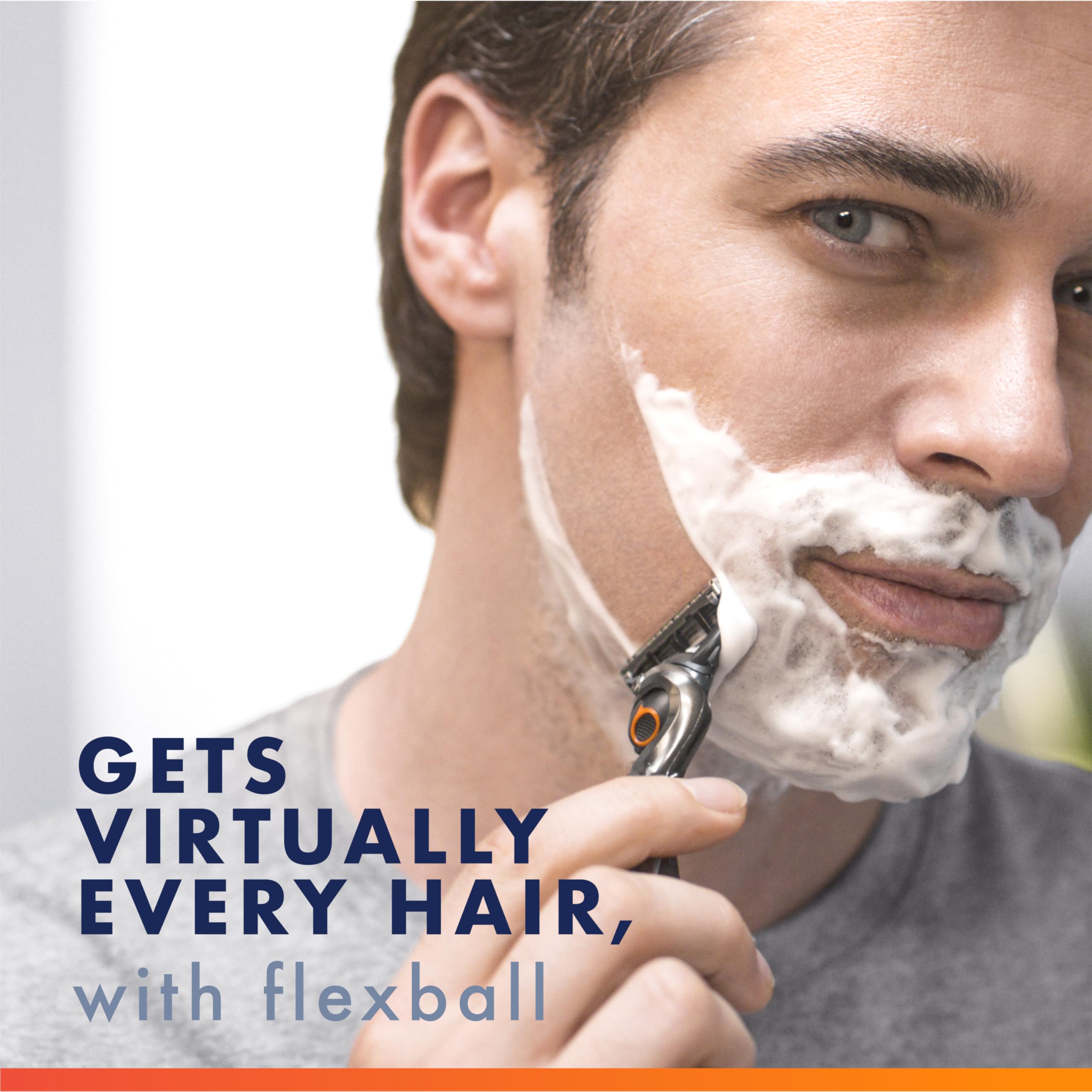 Gillette Fusion5 ProGlide refills with microfin guard prepping skin.