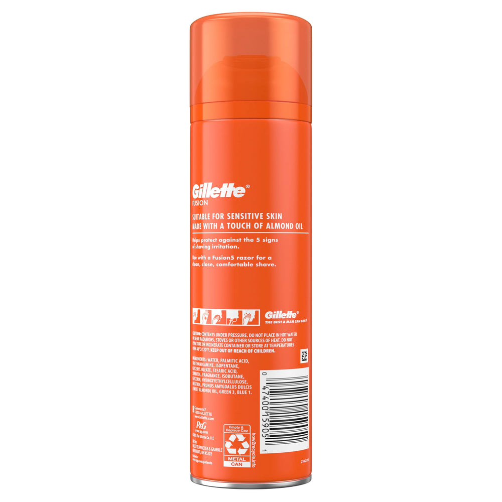 Retail display featuring Gillette Fusion5 Ultra Sensitive gel and pack.