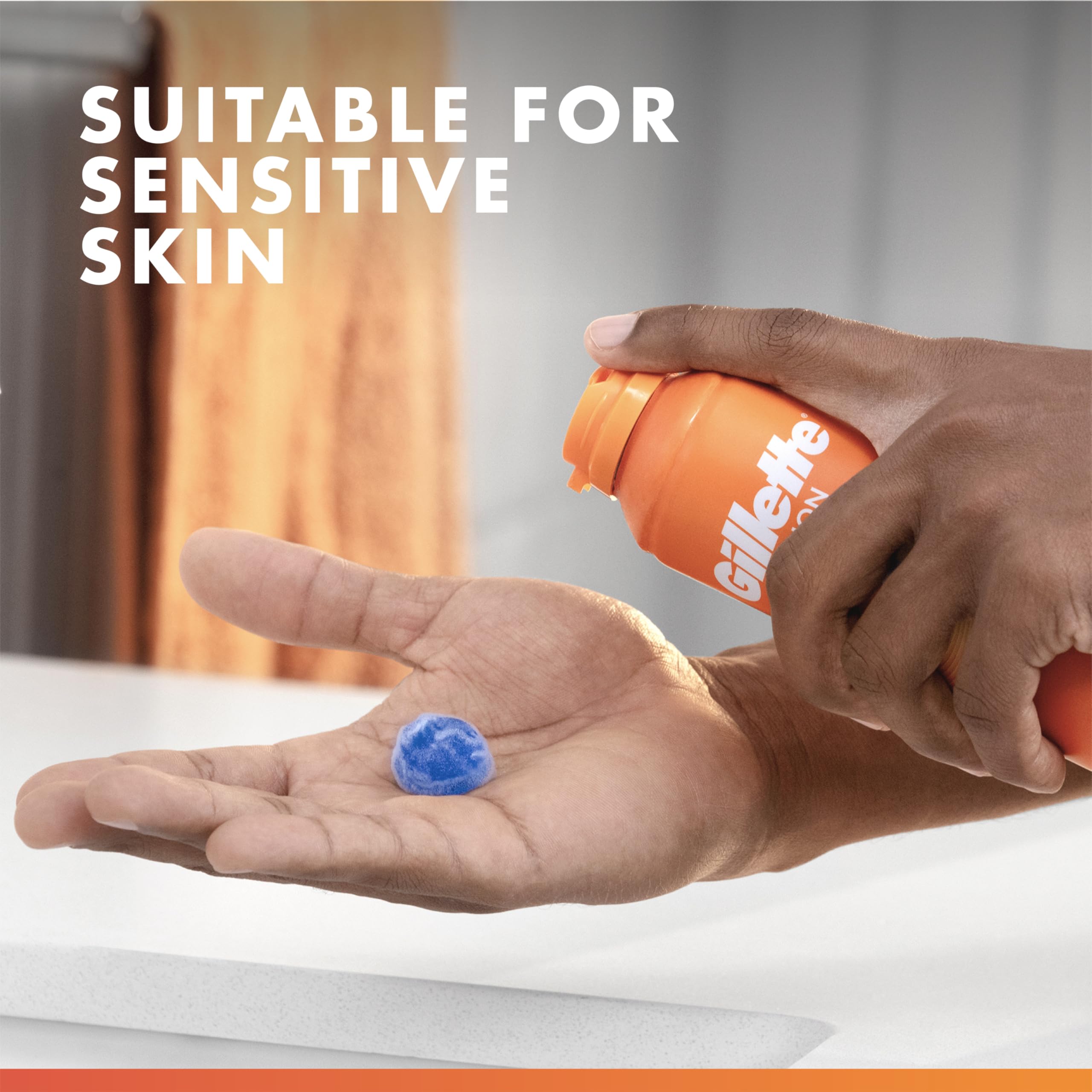 Side view of Gillette Fusion5 Ultra Sensitive shave gel packaging for reference.