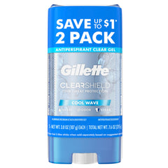 Gillette Gel Claro Cool Wave: botella visible para protección duradera y frescura todo el día.