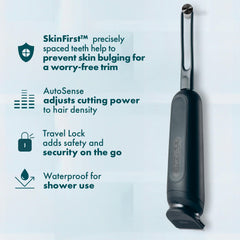 Gillette i7 LED halo light enhances visibility in dim bathrooms.