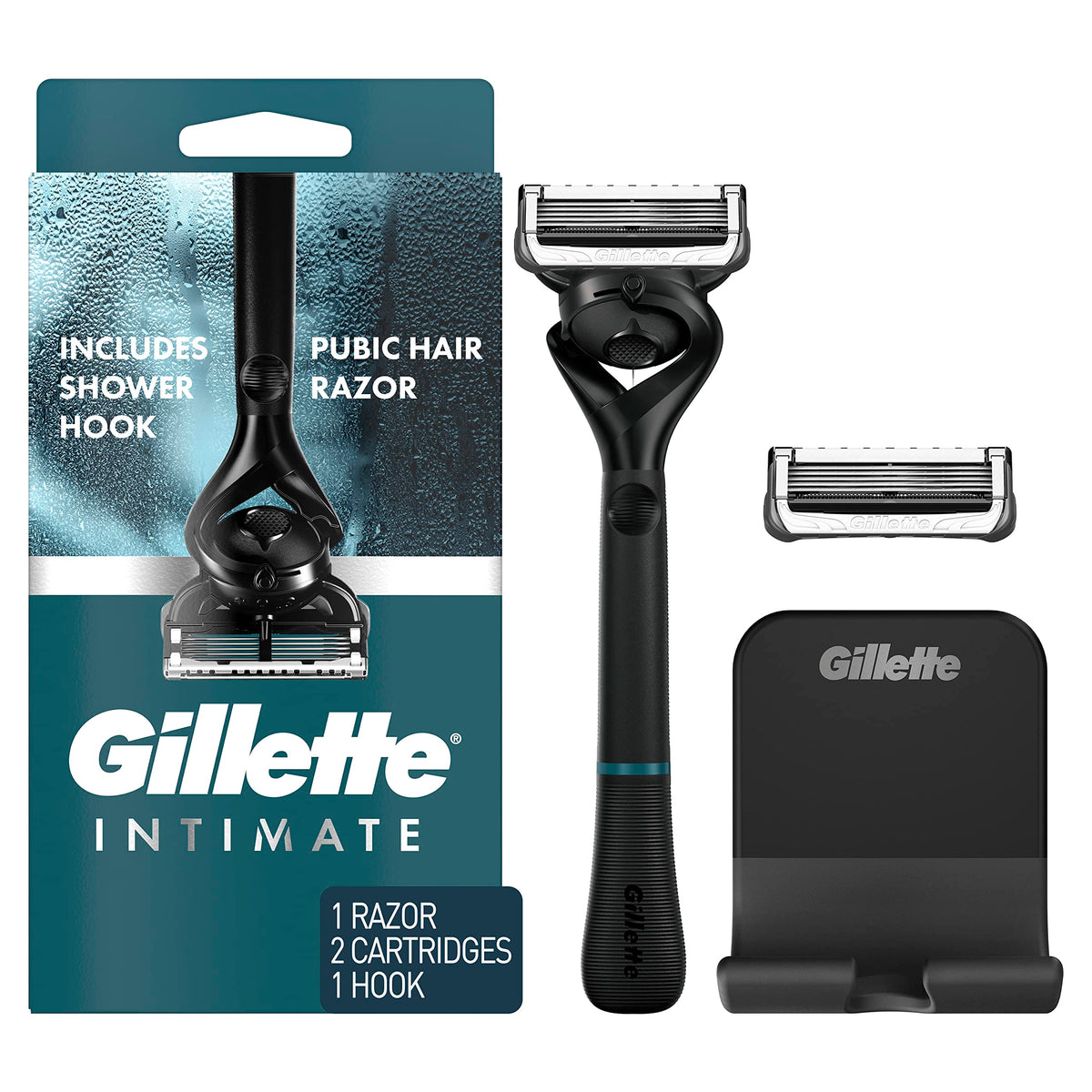 Gillette Intimate Razor with a rubberized handle for secure control in the shower