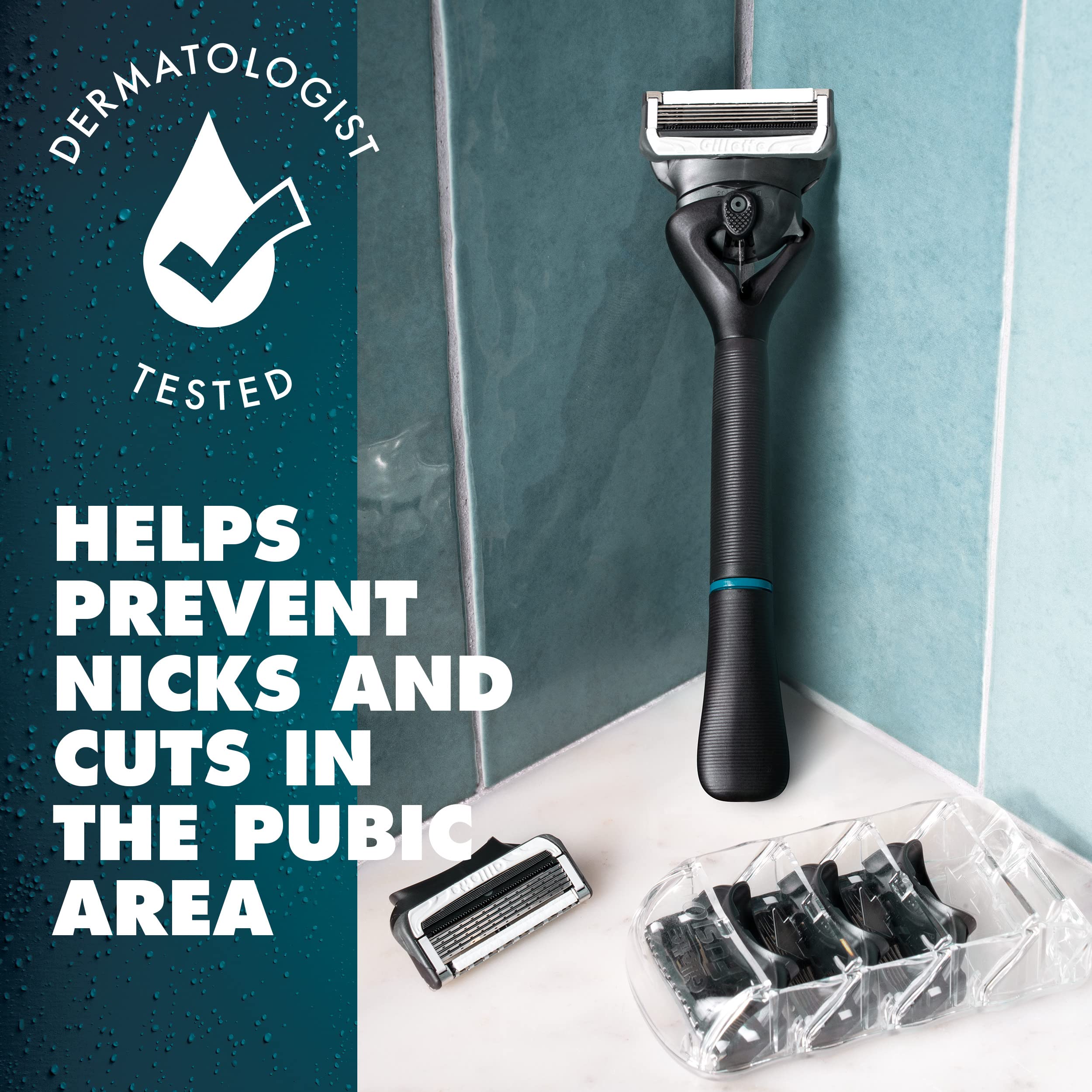 Gillette Intimate Razor shows lubrication before and after blades for smoother skin