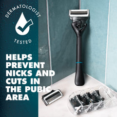 Gillette Intimate Razor shows lubrication before and after blades for smoother skin