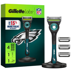 Gillette Labs Eagles Edition razor handle for ergonomic control during quick shaves.