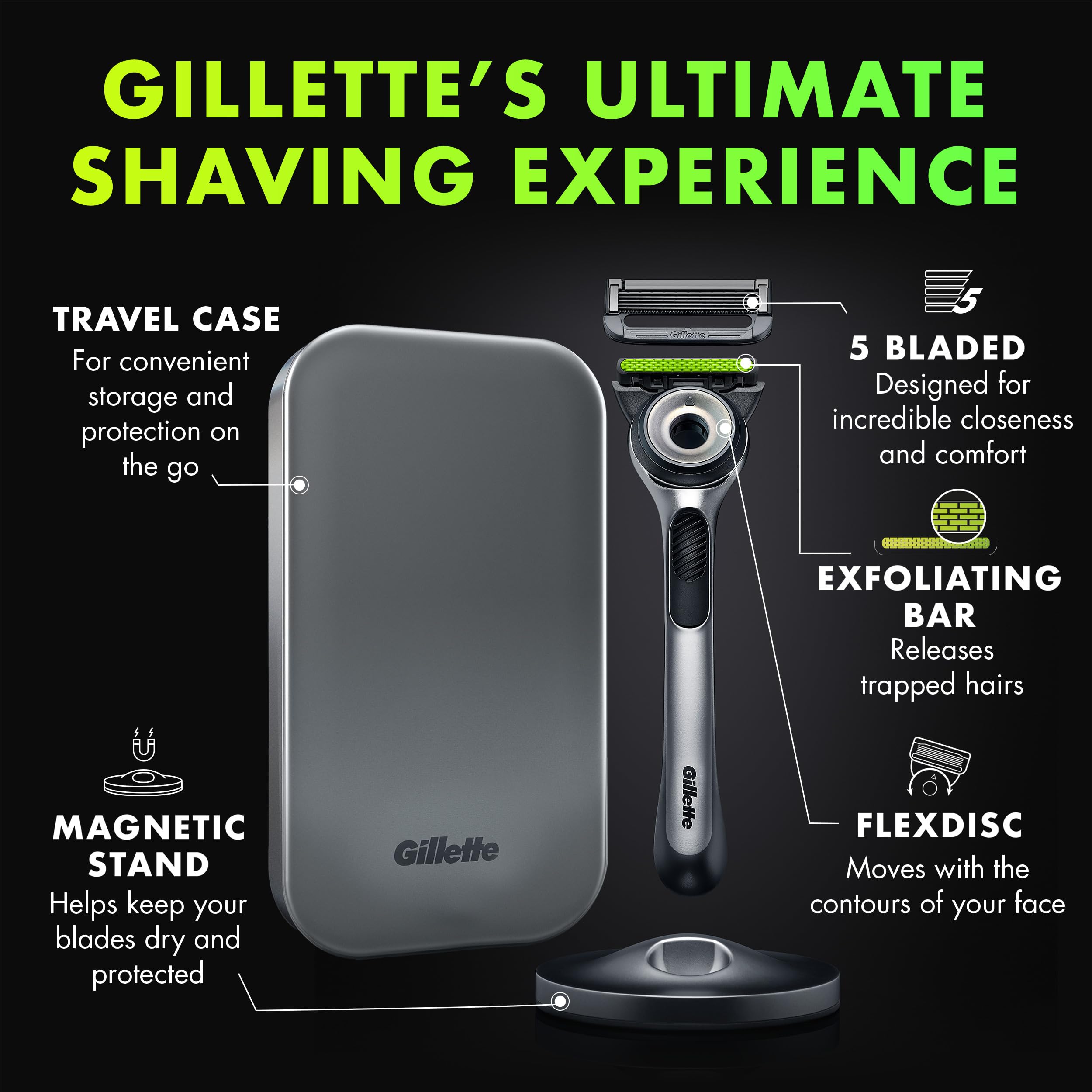 Gillette Labs exfoliating-bar closeup highlighting dirt removal before shaving.
