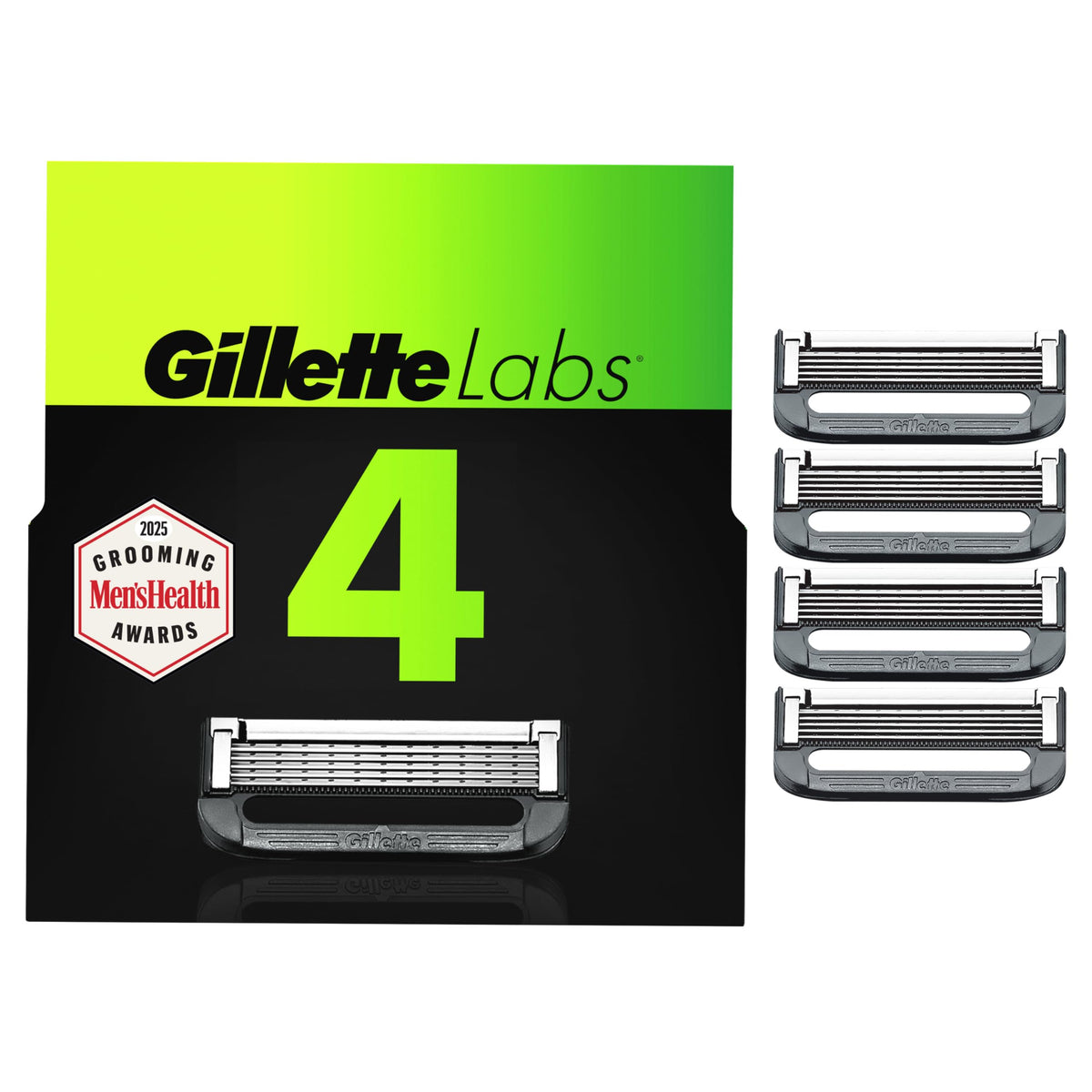 Gillette Labs exfoliating bar razor refill close-up for smoother prep and comfort.