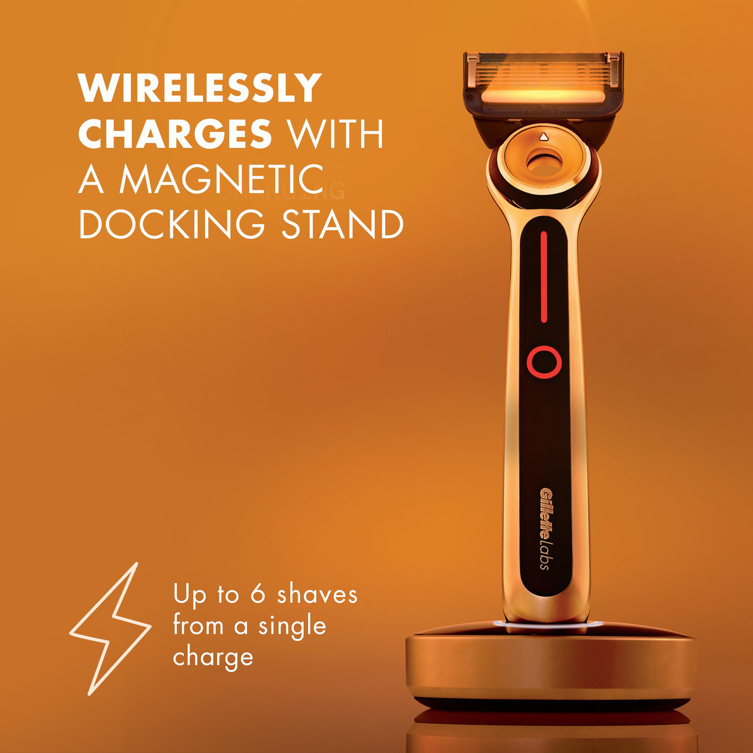 Gillette Labs magnetic docking charging dock for effortless cordless charging.