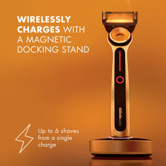Gillette Labs magnetic docking charging dock for effortless cordless charging.