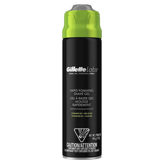 Gillette Labs rapid foaming shaving gel bottle shows cooling sensation