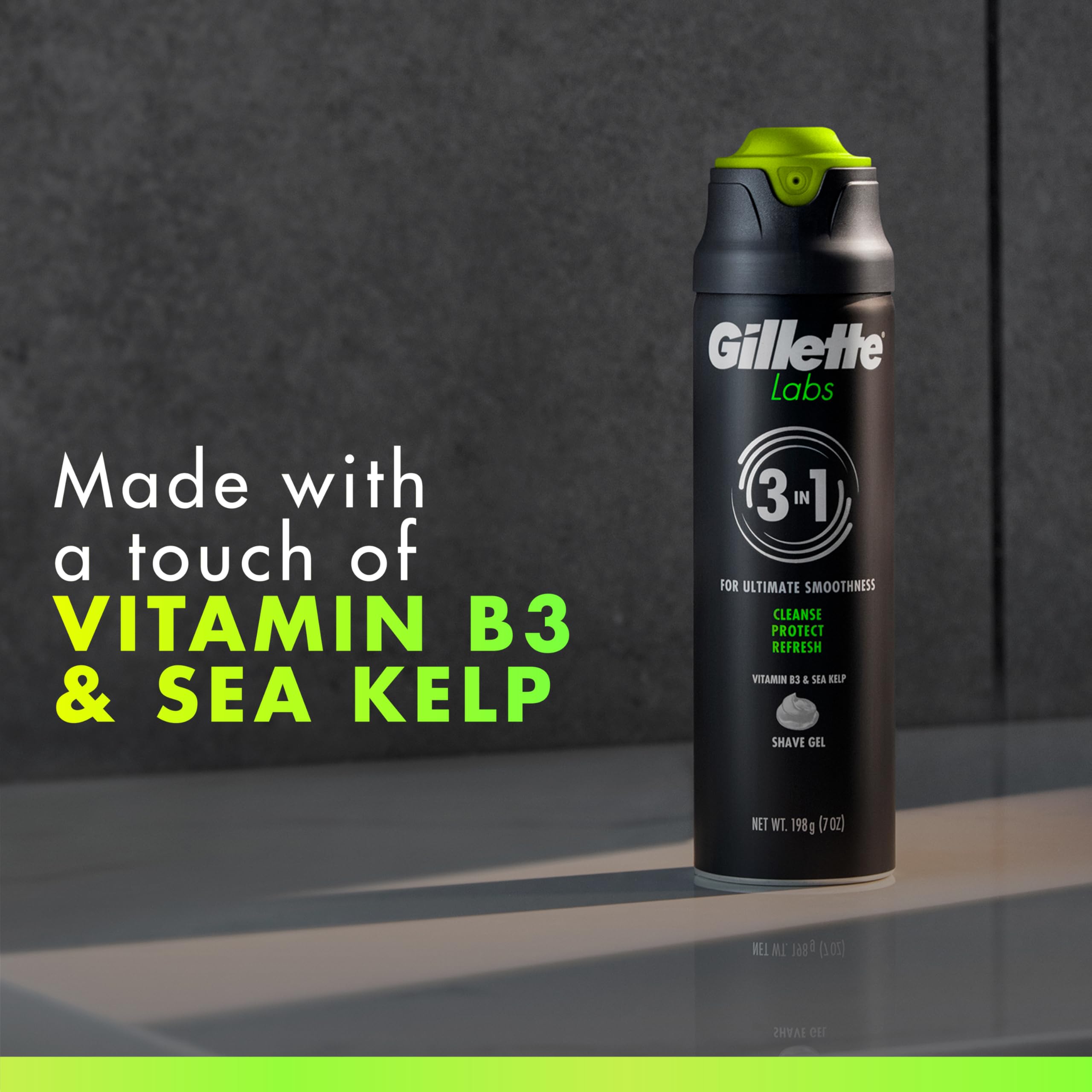 Close-up of Gillette Labs gel application showing quick lathering action