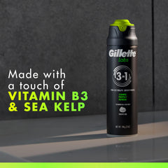 Close-up of Gillette Labs gel application showing quick lathering action