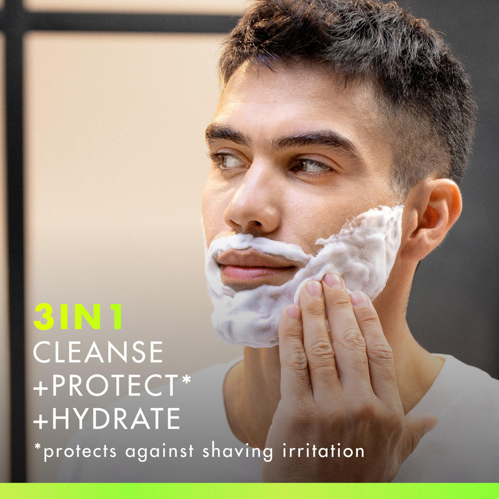 Rich foam dispensed from Gillette Labs gel for quick, comfortable shave