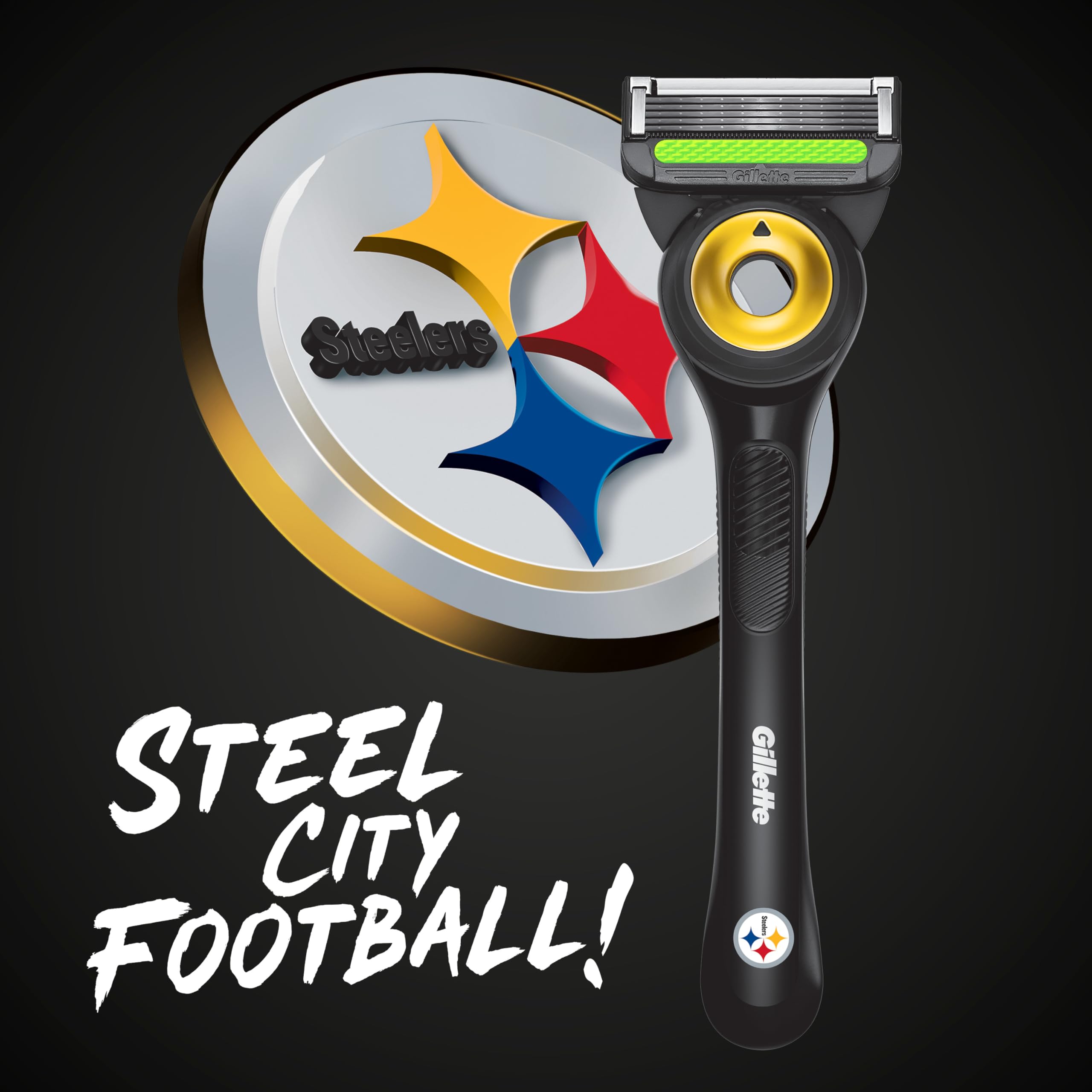 Gillette Labs Steelers Edition exfoliating bar close-up improves prep before shaving.