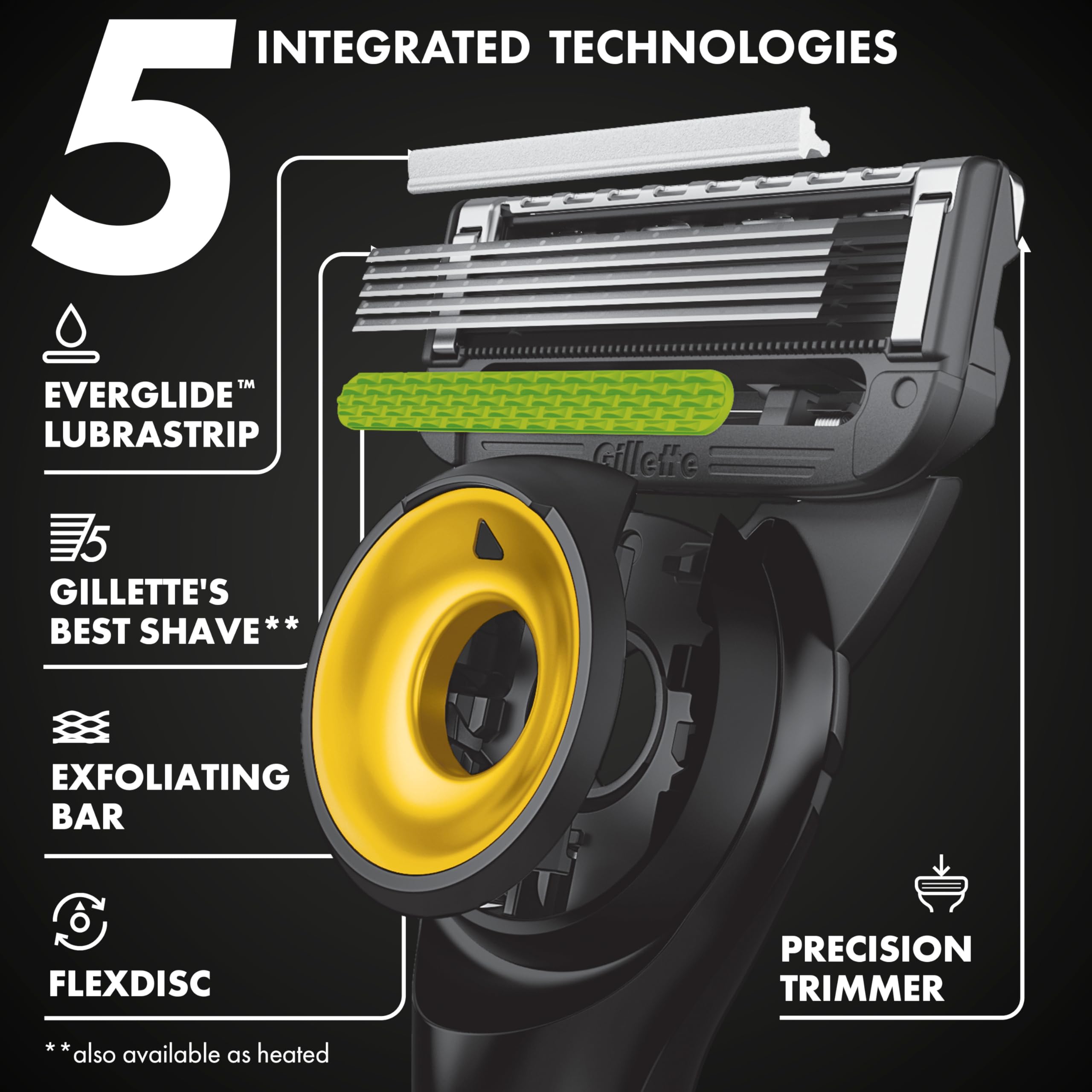 Gillette Labs Steelers Edition five-blades refill for smooth, efficient shaves.
