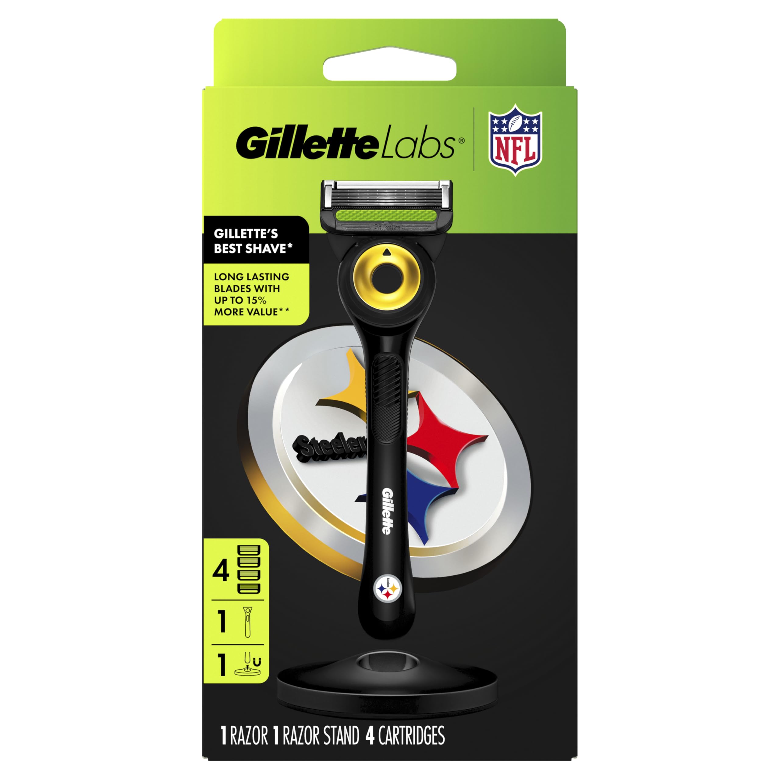 Gillette Labs Steelers Edition complete set highlights included stand and refills.