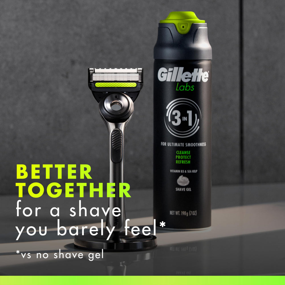 Vitamin B3 label on Gillette Labs gel emphasizes skin care